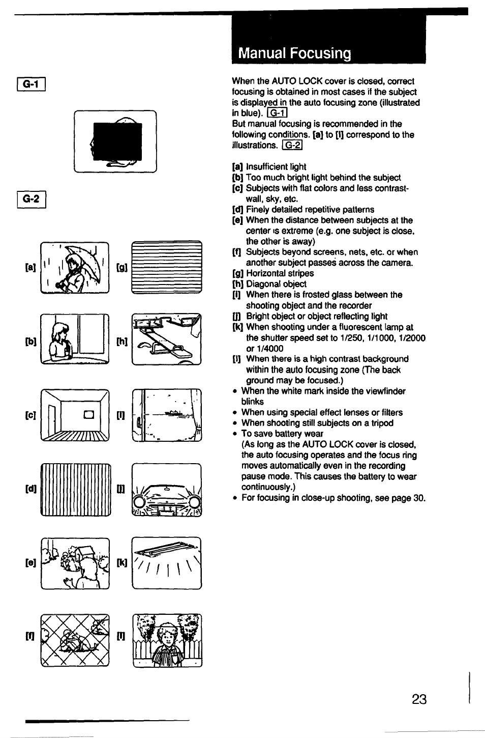 Manual focusing | Sony CCD-F33 User Manual | Page 23 / 52