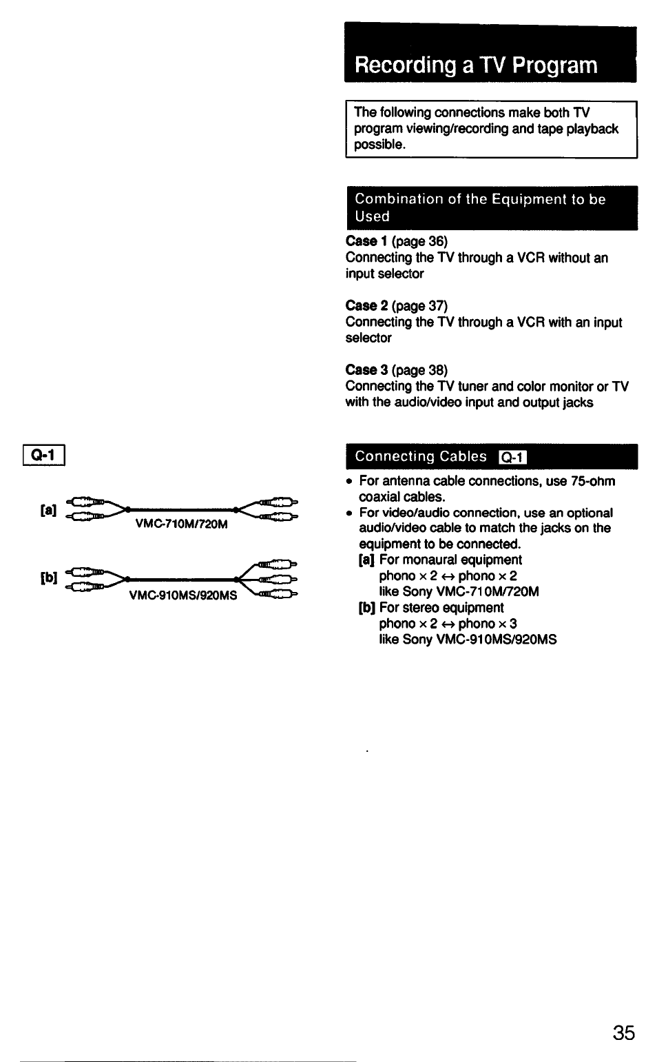 Recording a tv program | Sony CCD-F33 User Manual | Page 35 / 52