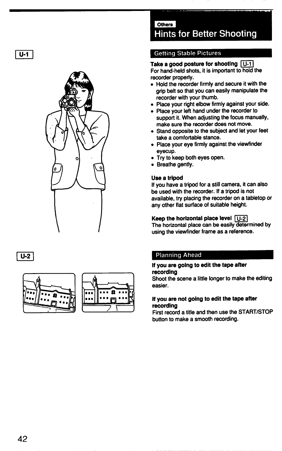 Hints for better shooting | Sony CCD-F33 User Manual | Page 42 / 52