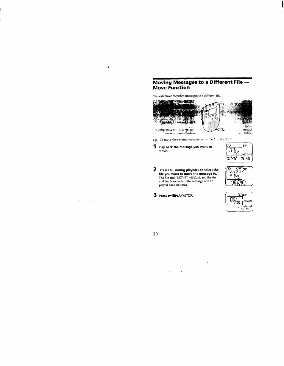 Stsp, Filcc f(^ sp i i ri ~l , 1 i *■* 1 i / ij j, I3:s8 | Sony ICD-55 User Manual | Page 20 / 44