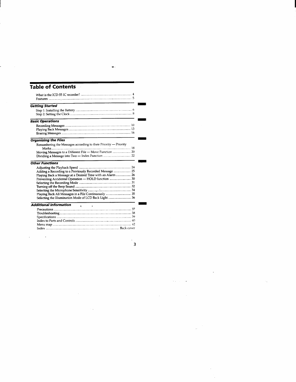 Sony ICD-55 User Manual | Page 3 / 44