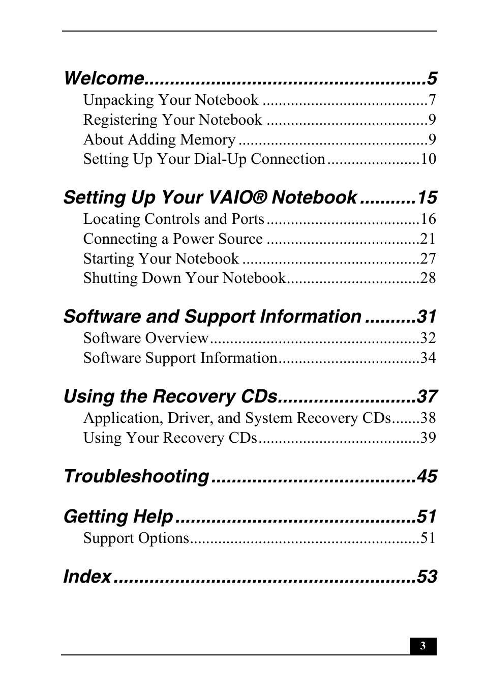 Sony PCG-GRX650 User Manual | Page 3 / 56