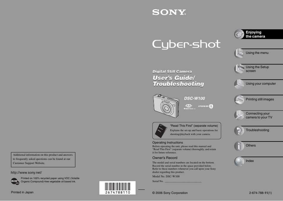 Sony DSC-W100 User Manual | 107 pages