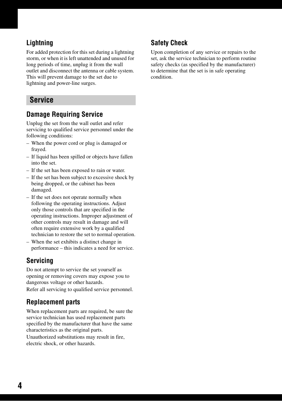 Service | Sony DSC-W100 User Manual | Page 4 / 107