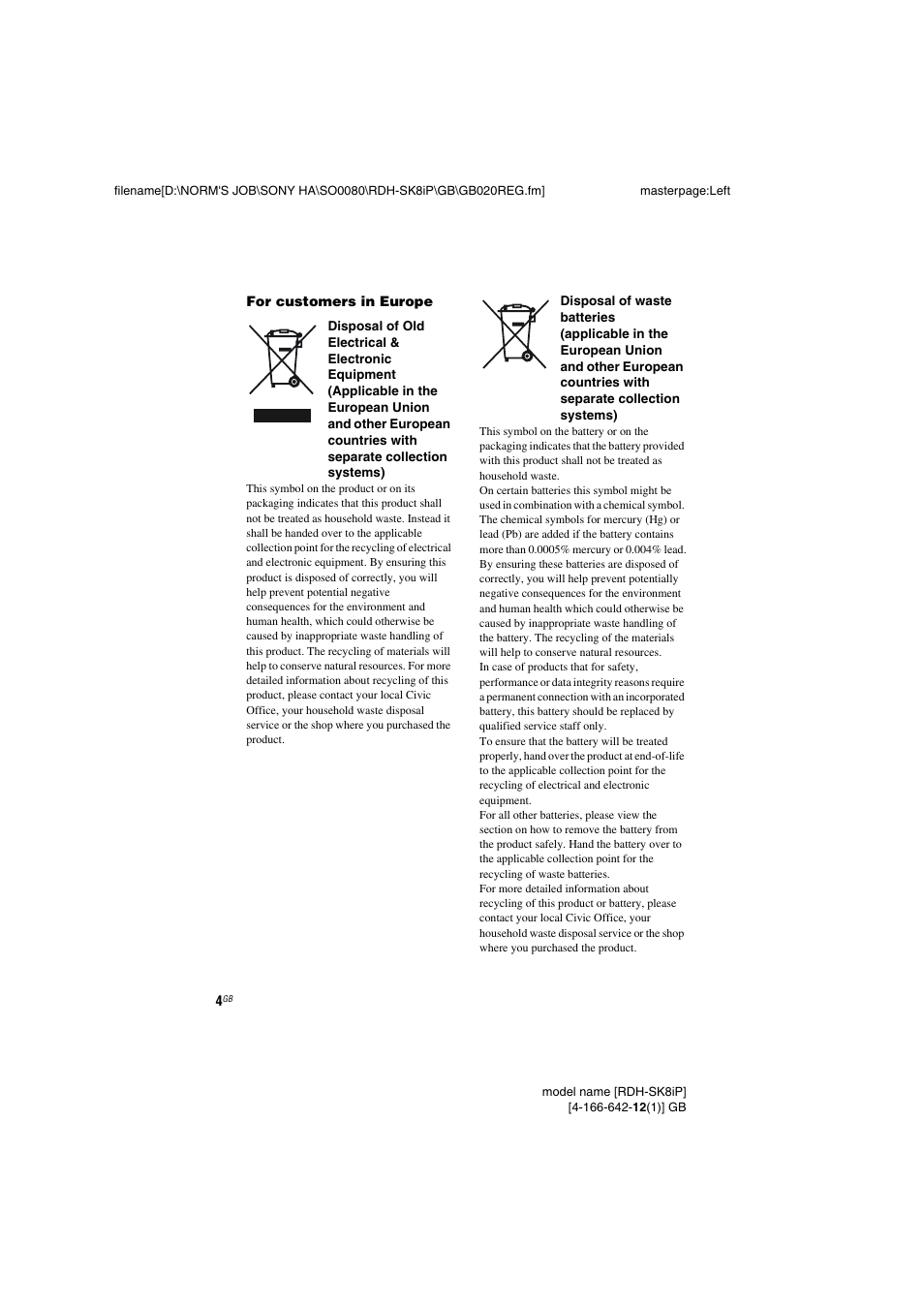 Sony RDH-SK8iP User Manual | Page 4 / 20
