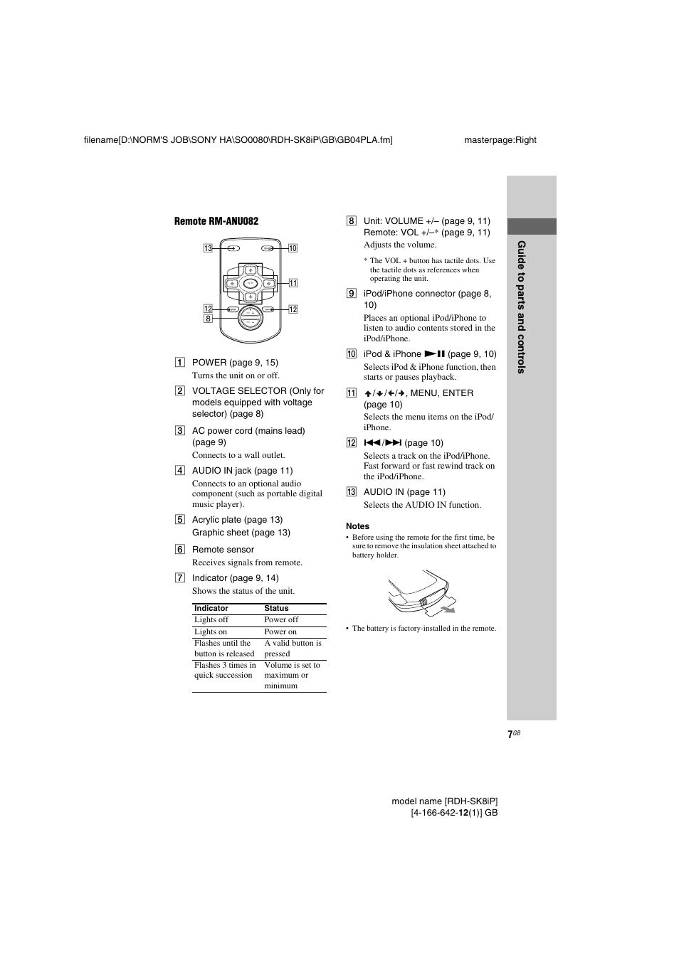 Sony RDH-SK8iP User Manual | Page 7 / 20