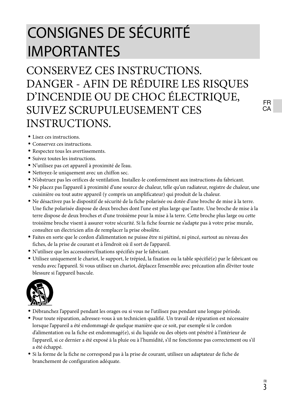 Consignes de sécurité importantes | Sony DEV-50 User Manual | Page 39 / 116