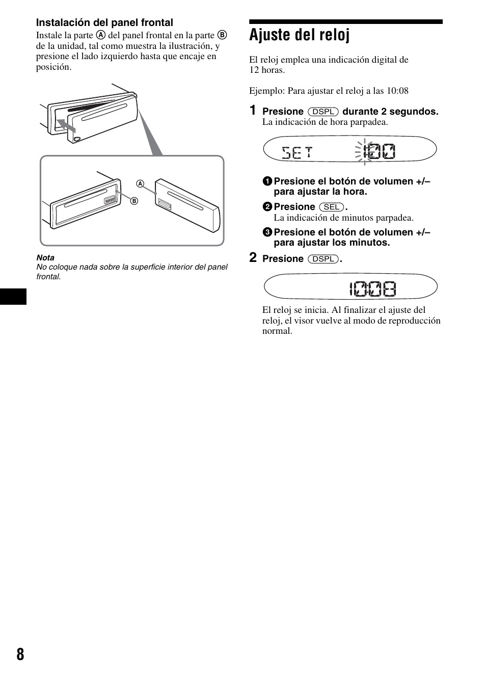 Ajuste del reloj | Sony CDX-S2000 User Manual | Page 26 / 56