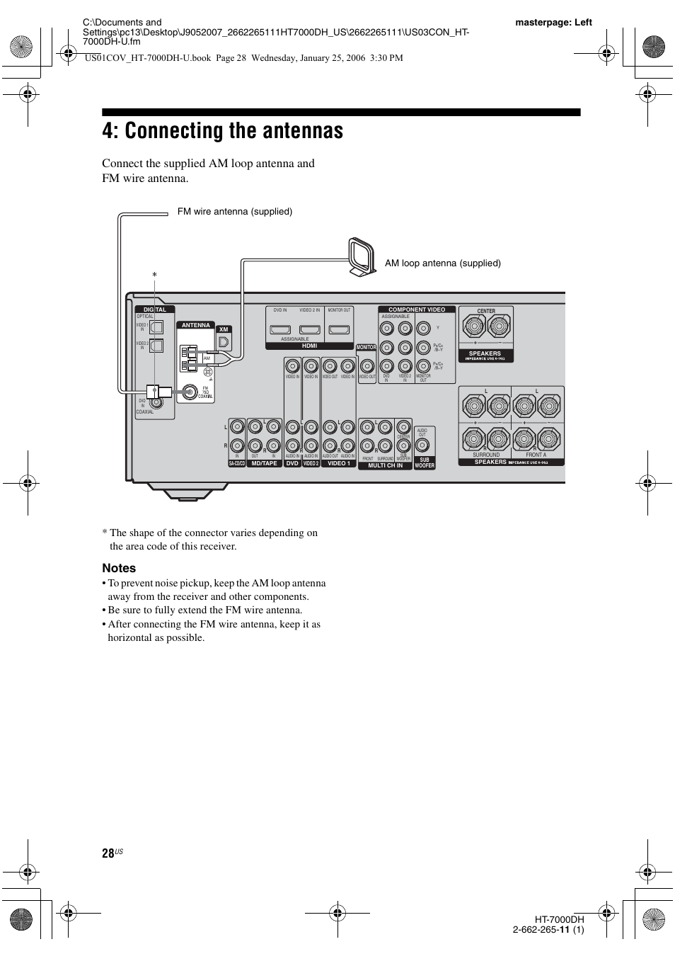 Connecting the antennas | Sony STR-K7000 User Manual | Page 28 / 84