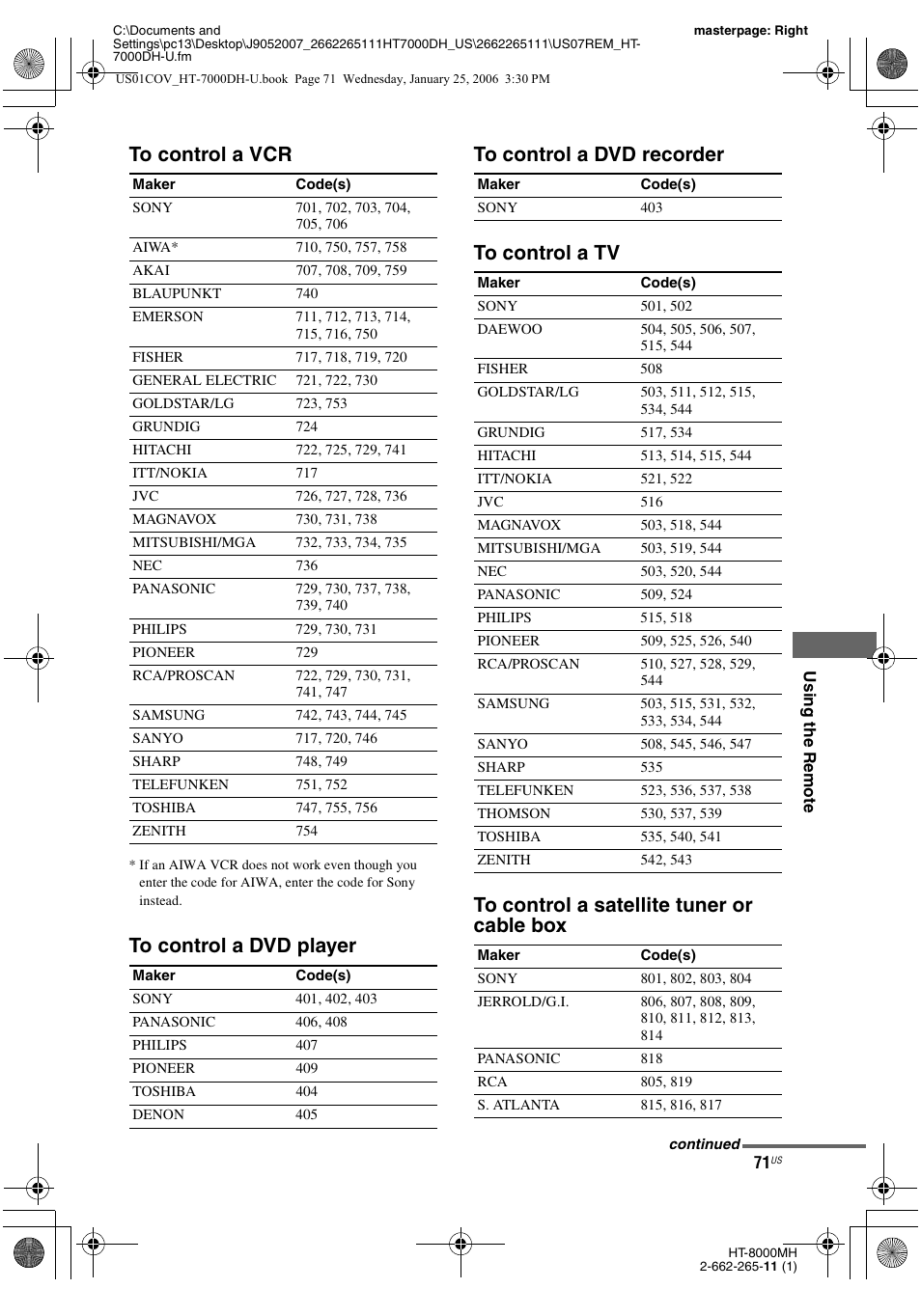 Sony STR-K7000 User Manual | Page 71 / 84