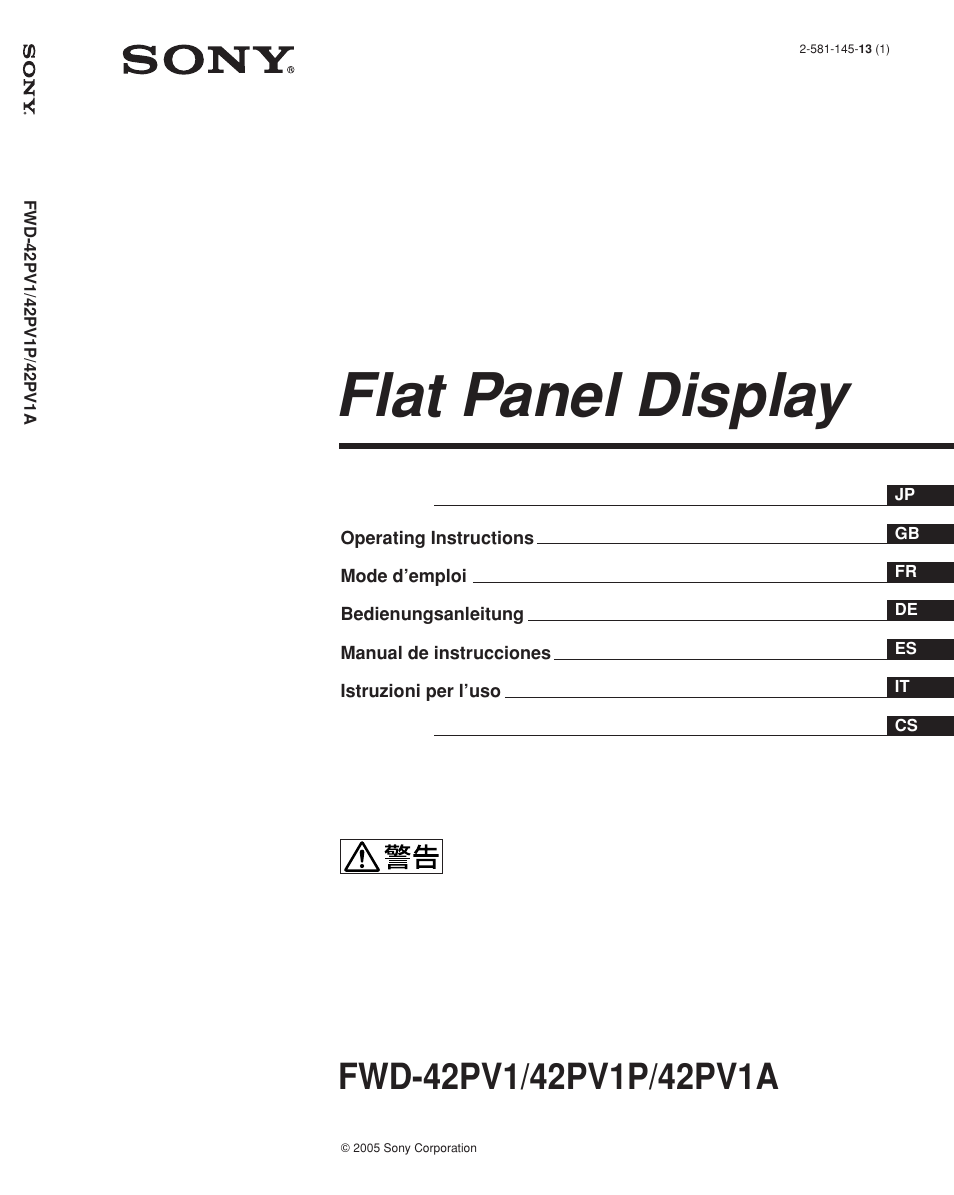Sony FWD-42PV1 User Manual | 328 pages