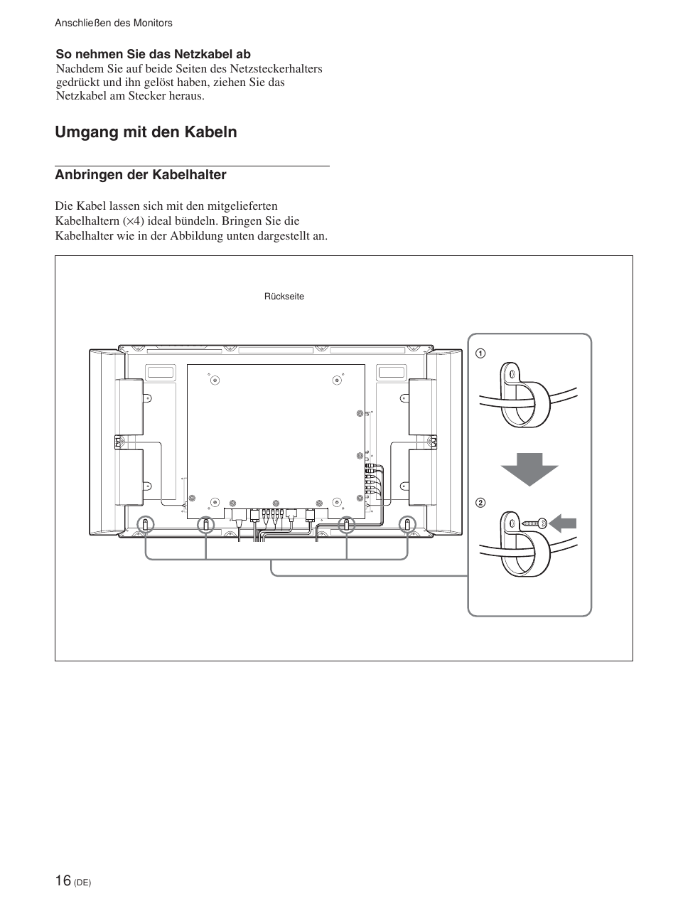 Umgang mit den kabeln | Sony FWD-42PV1 User Manual | Page 158 / 328