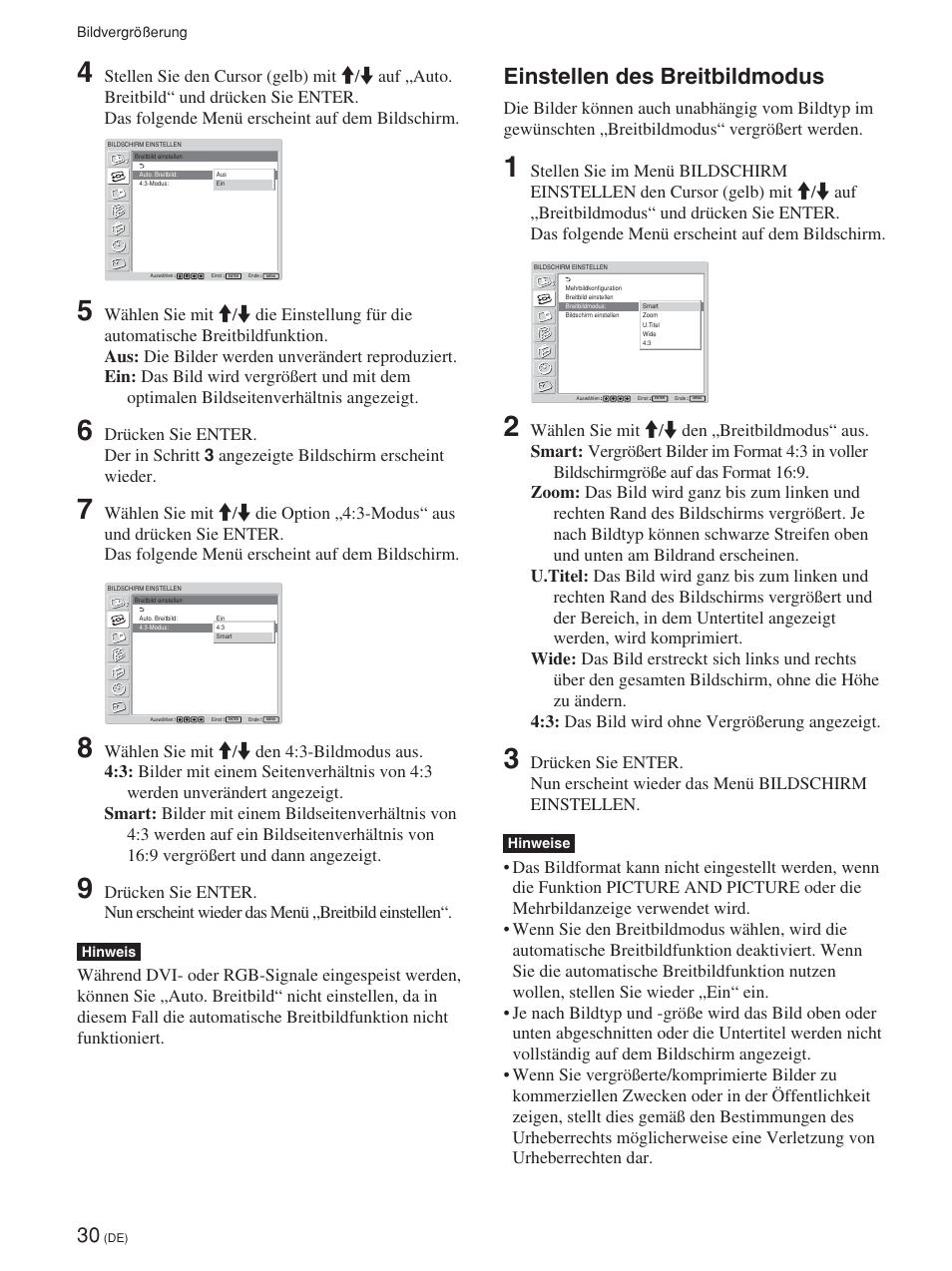 Einstellen des breitbildmodus | Sony FWD-42PV1 User Manual | Page 172 / 328