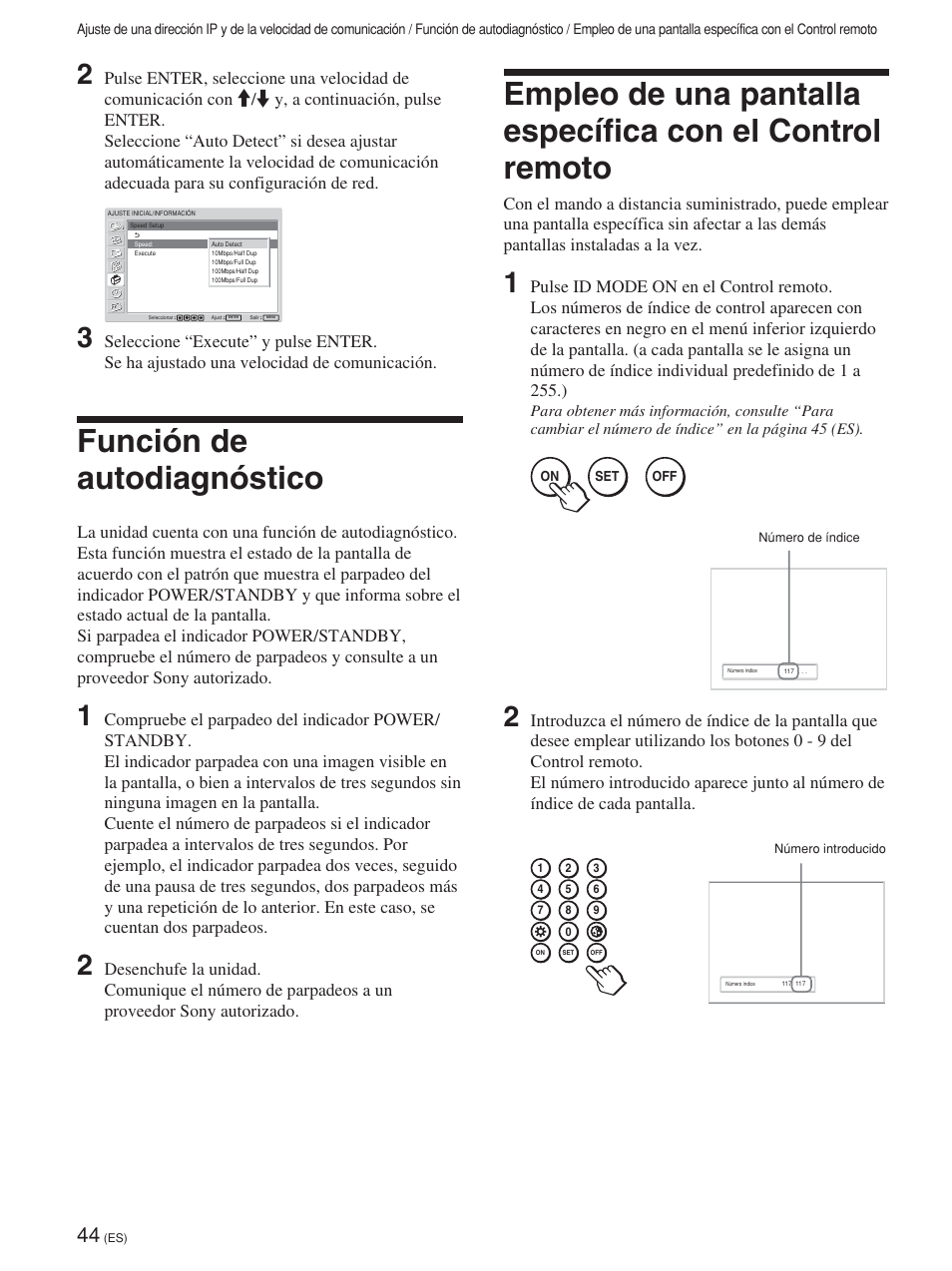 Función de autodiagnóstico | Sony FWD-42PV1 User Manual | Page 232 / 328