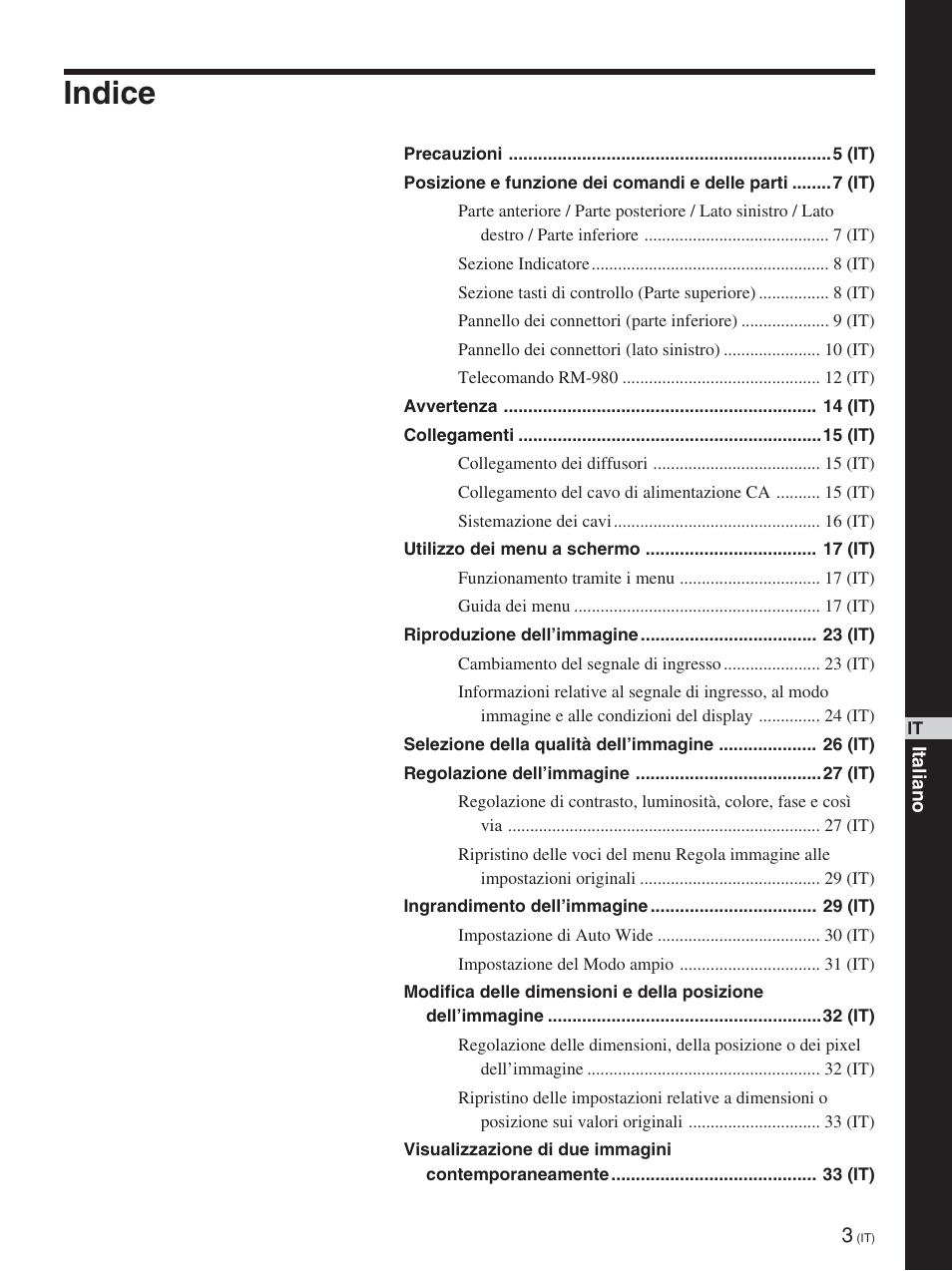 Indice | Sony FWD-42PV1 User Manual | Page 237 / 328