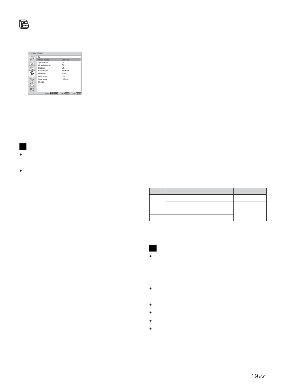 Custom setup（用户设定）菜 单, 可以减少电源消耗或设置各种模式 | Sony FWD-42PV1 User Manual | Page 299 / 328