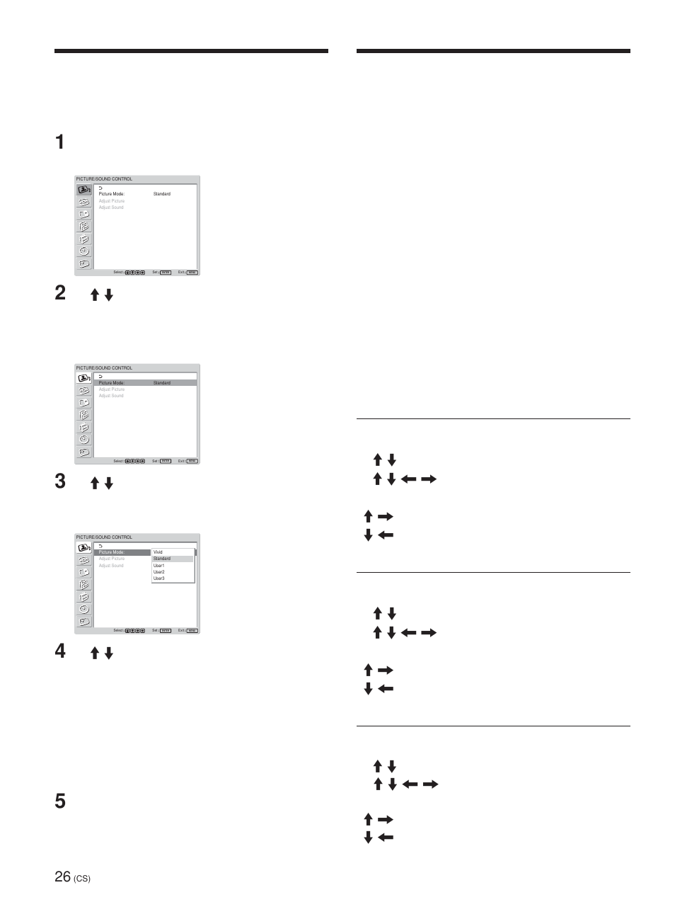选择图像质量, 调整图像, 调整 contrast、brightness、chroma 和 phase 等 | Contrast（对比度, Brightness（亮度, Chroma（色度, 可设定适合图像类型或本机环境亮度的图像质量, 按 menu 键。 主菜单出现在显示器屏幕上, 按 enter 键恢复至 picture/sound control（图像／声音控制）菜单 | Sony FWD-42PV1 User Manual | Page 306 / 328