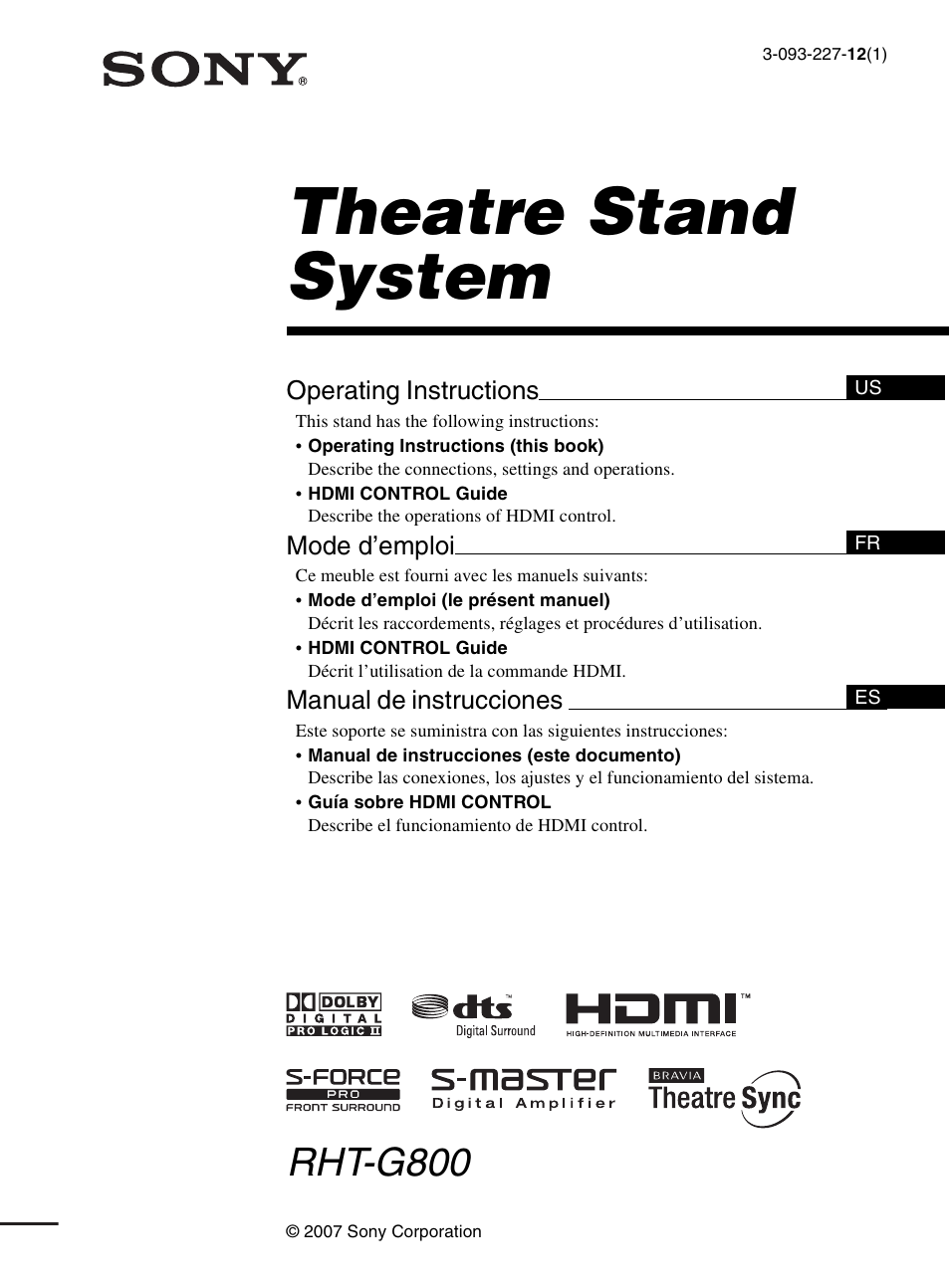 Sony RHT-G800 User Manual | 160 pages
