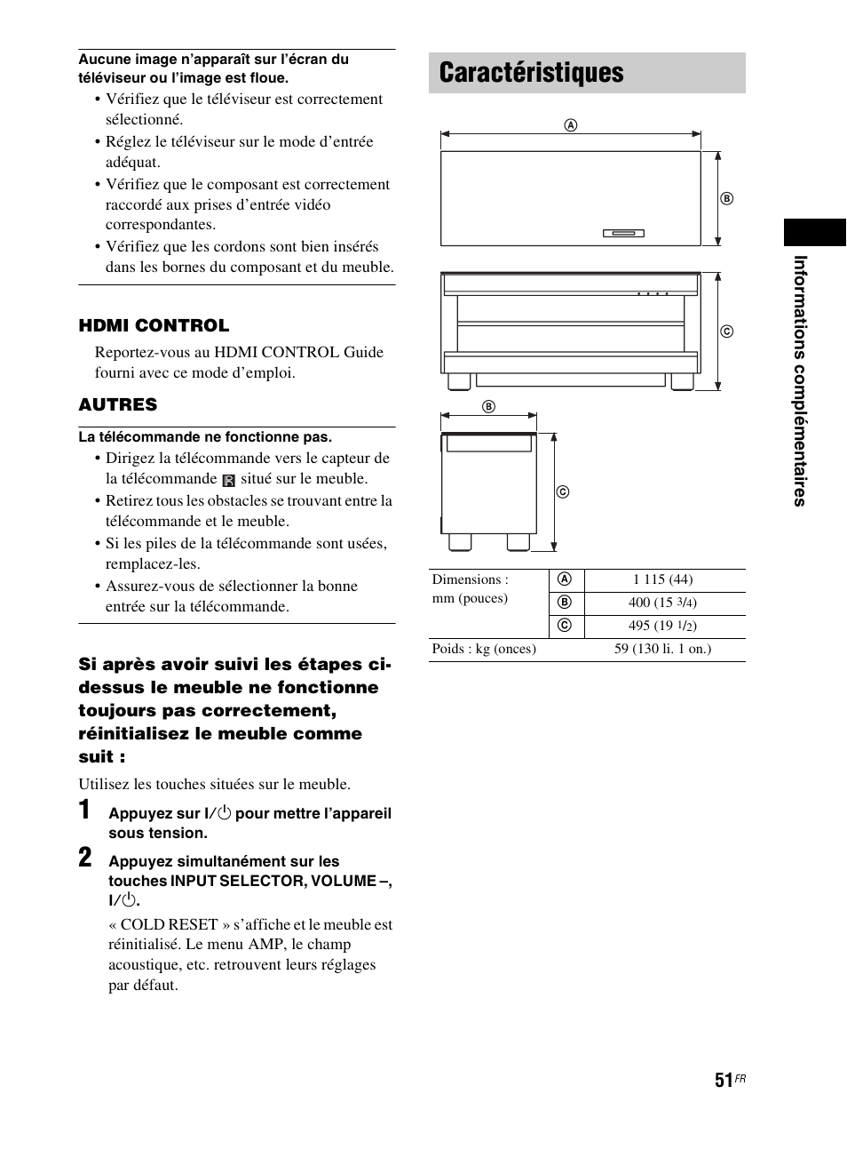 Caractéristiques, E) (51) | Sony RHT-G800 User Manual | Page 101 / 160