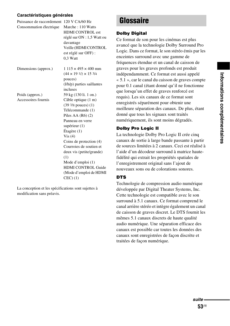 Glossaire | Sony RHT-G800 User Manual | Page 103 / 160