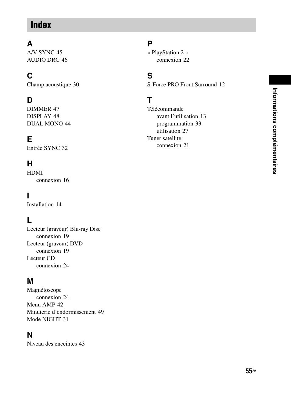 Index | Sony RHT-G800 User Manual | Page 105 / 160