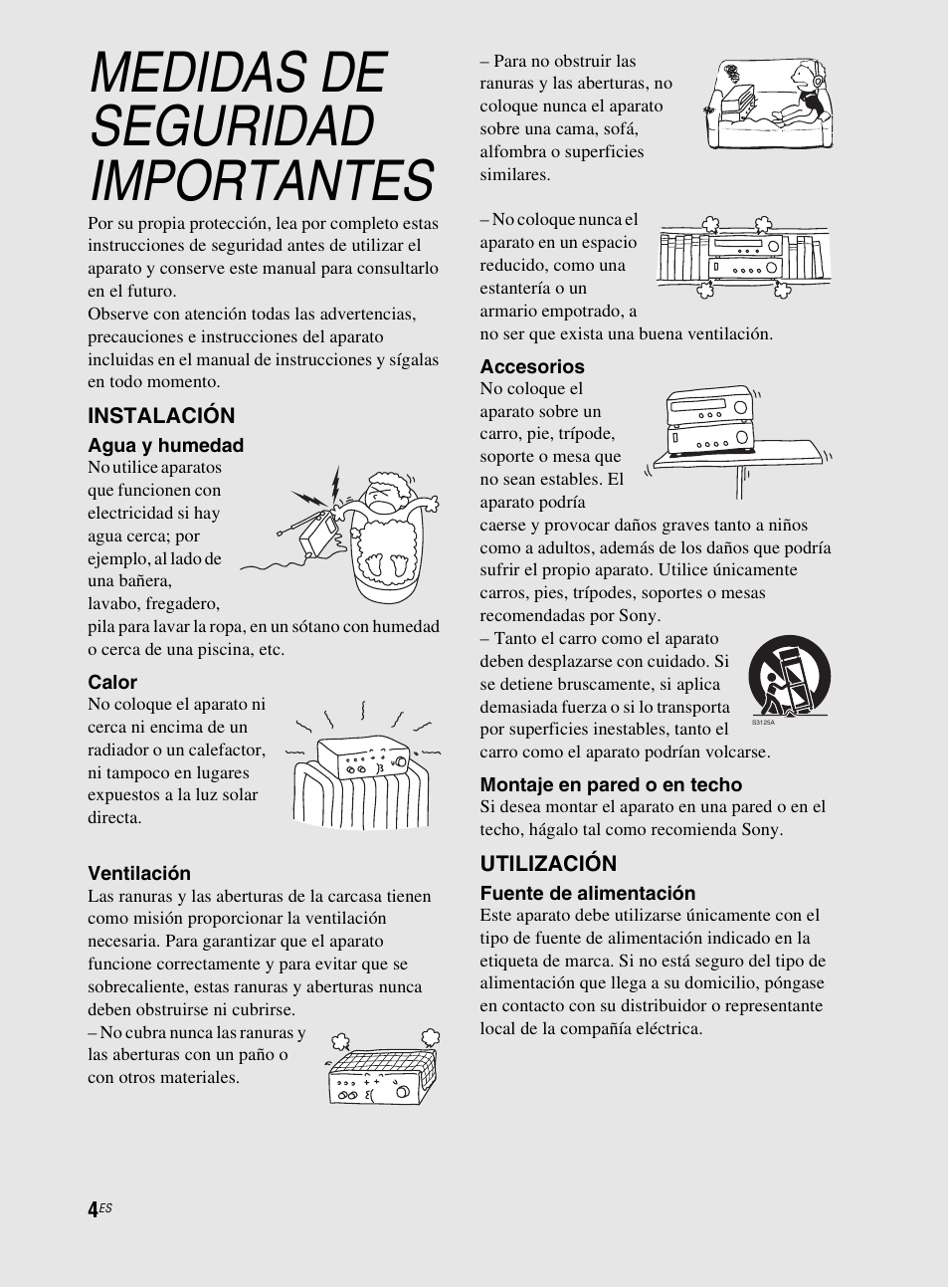 Medidas de seguridad importantes | Sony RHT-G800 User Manual | Page 108 / 160