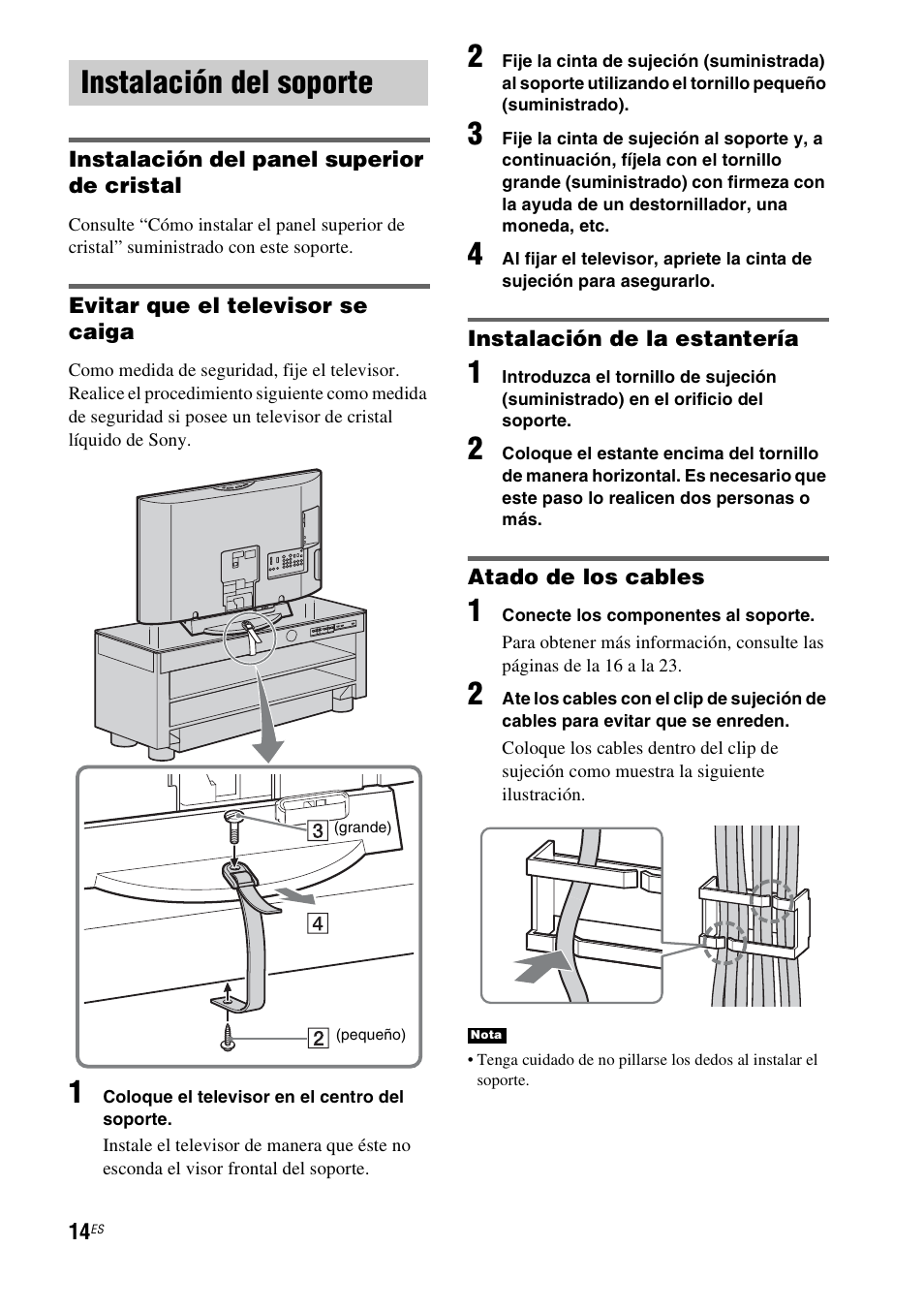 Instalación del soporte | Sony RHT-G800 User Manual | Page 118 / 160