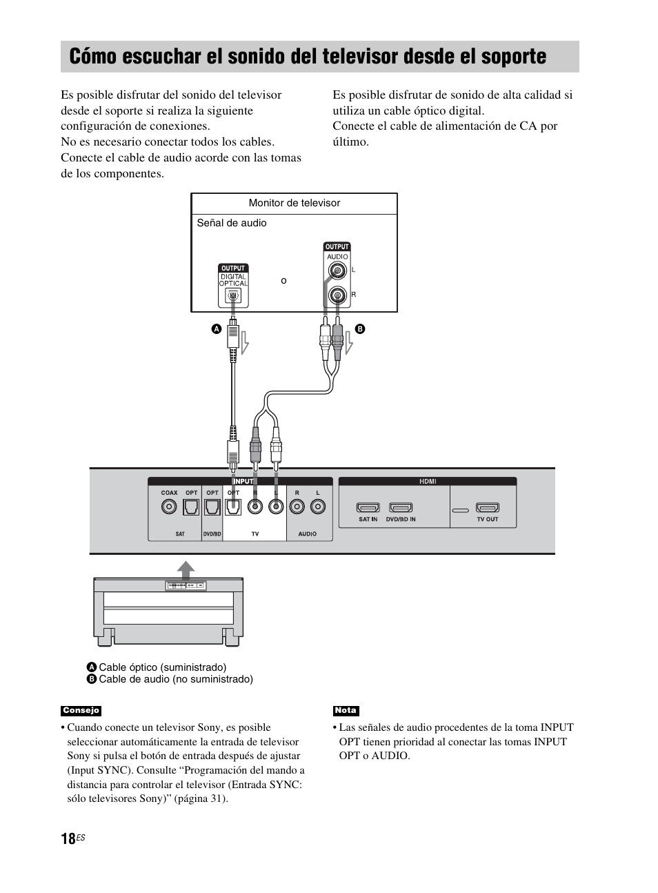 Cómo escuchar el sonido del televisor, Desde el soporte | Sony RHT-G800 User Manual | Page 122 / 160