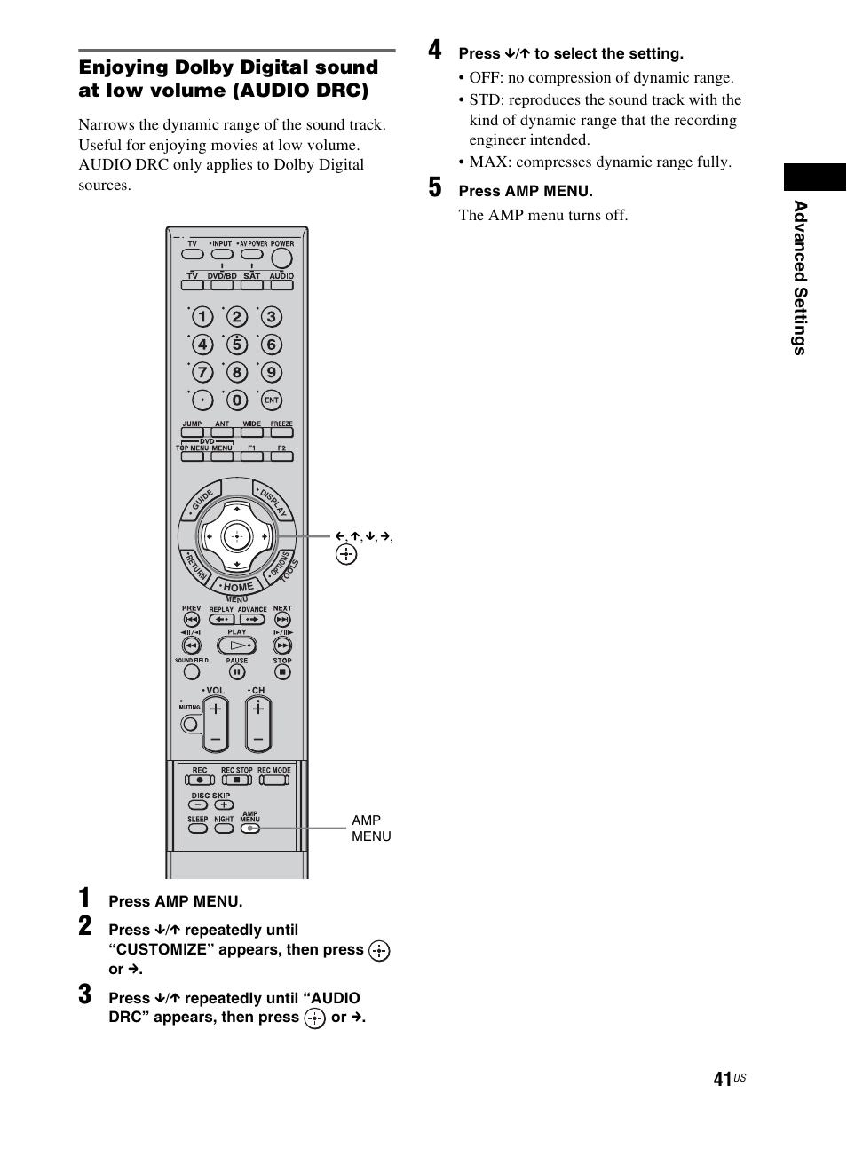 The amp menu turns off | Sony RHT-G800 User Manual | Page 41 / 160