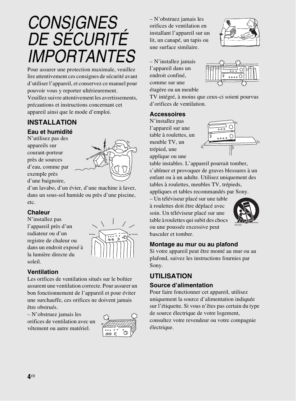 Consignes de sécurité importantes | Sony RHT-G800 User Manual | Page 54 / 160