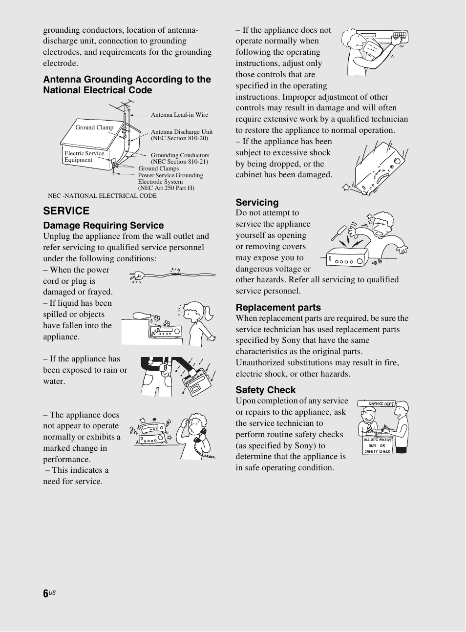 Service | Sony RHT-G800 User Manual | Page 6 / 160