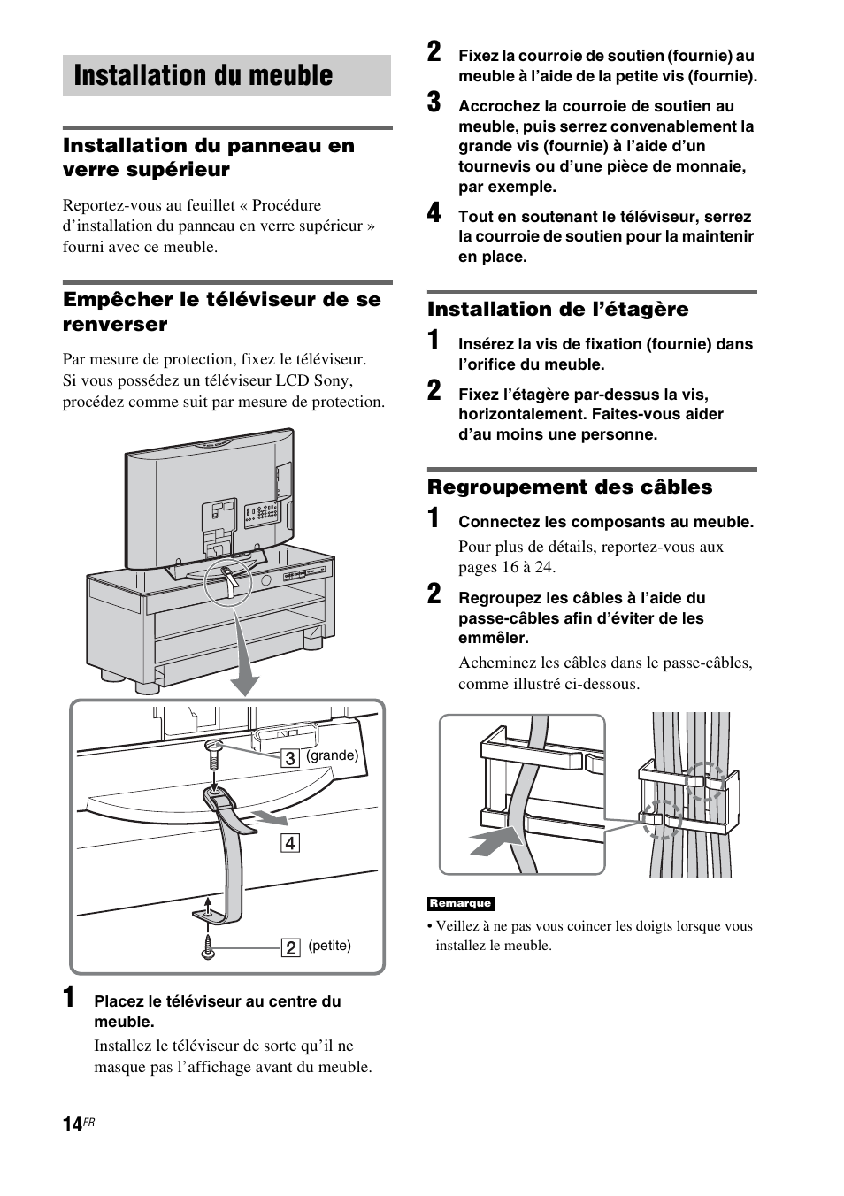 Installation du meuble | Sony RHT-G800 User Manual | Page 64 / 160