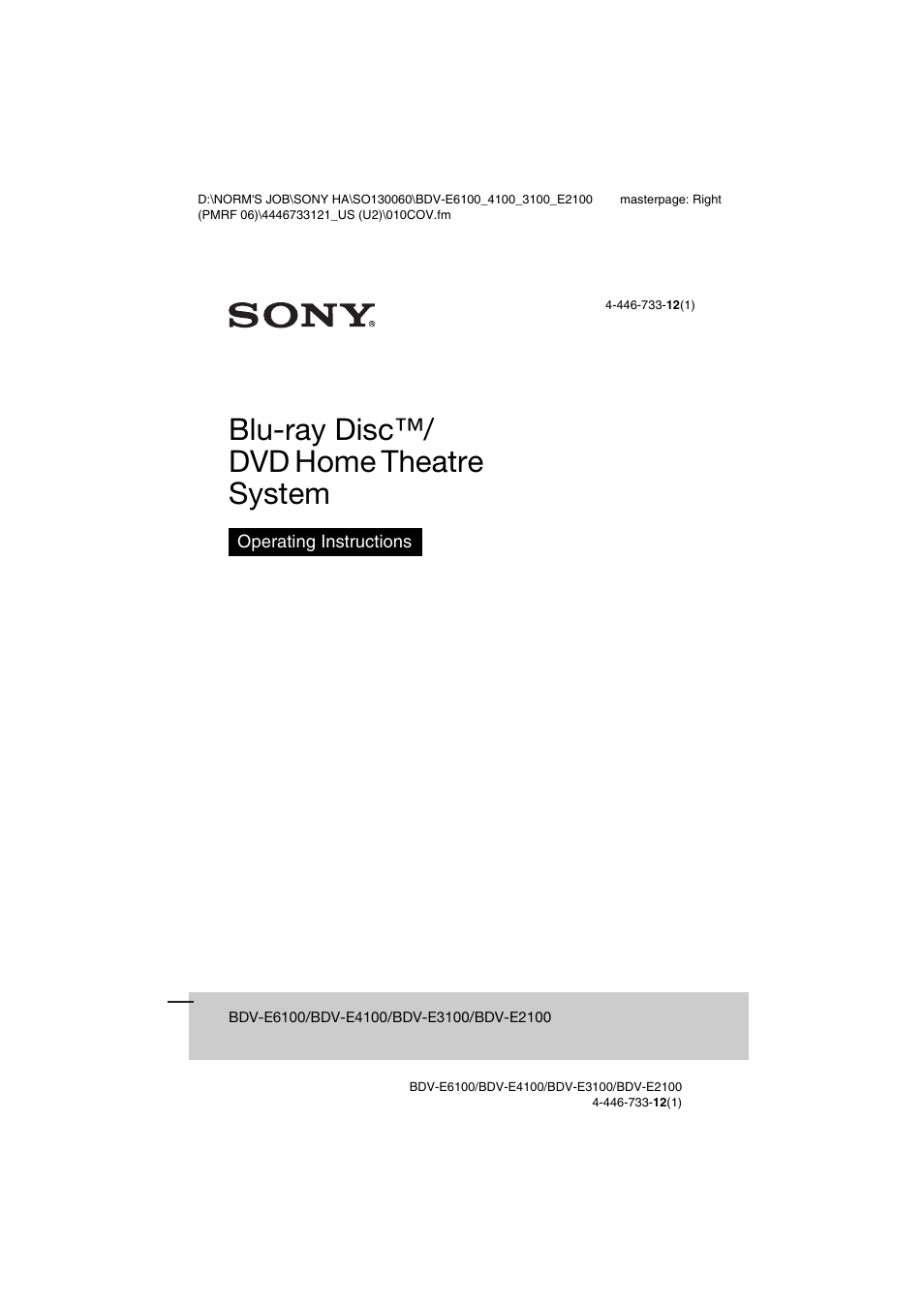 Sony BDV-E2100 User Manual | 72 pages