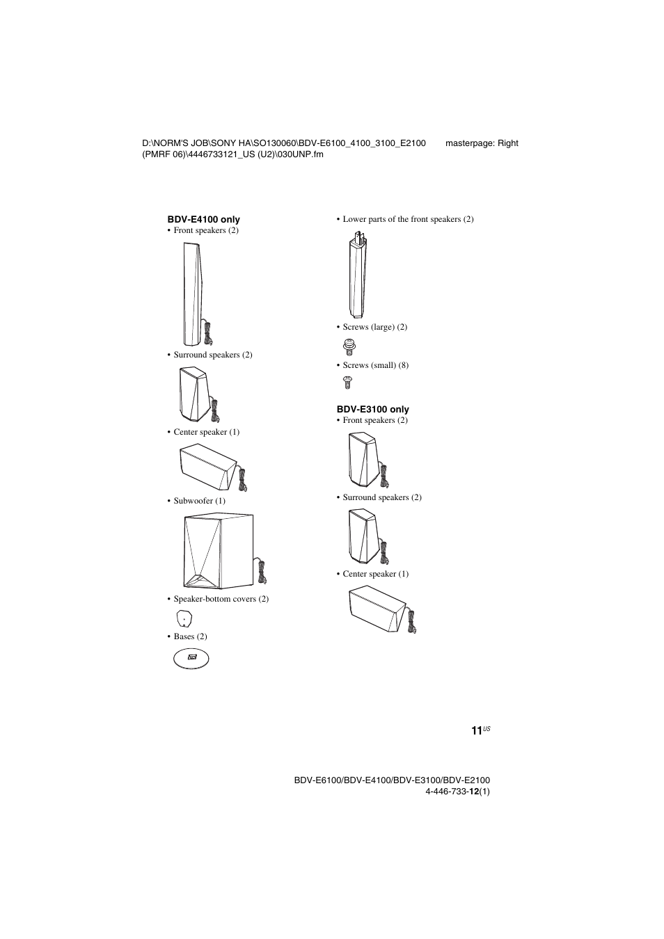 Sony BDV-E2100 User Manual | Page 11 / 72