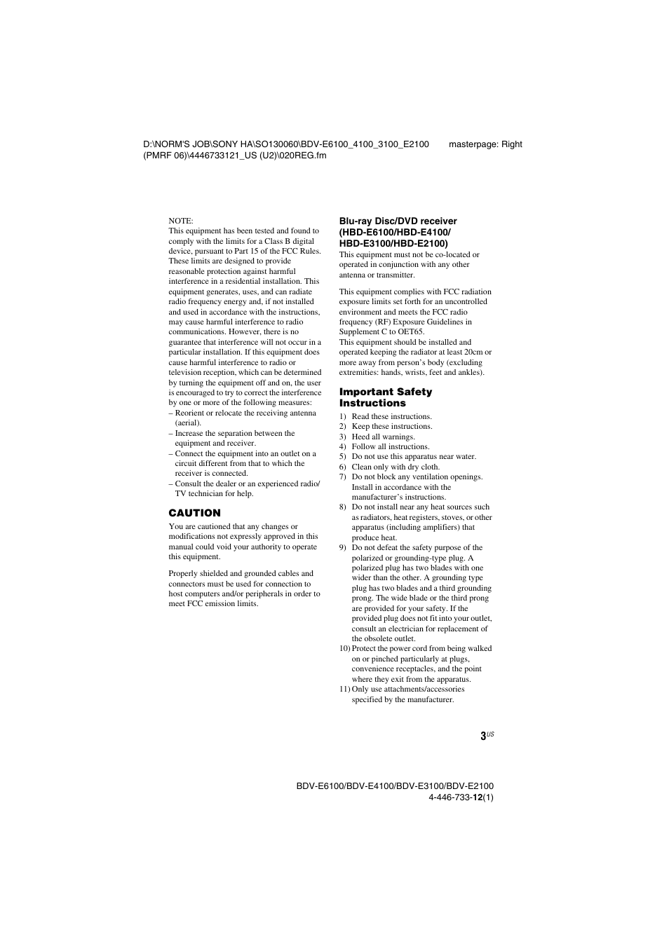 Sony BDV-E2100 User Manual | Page 3 / 72