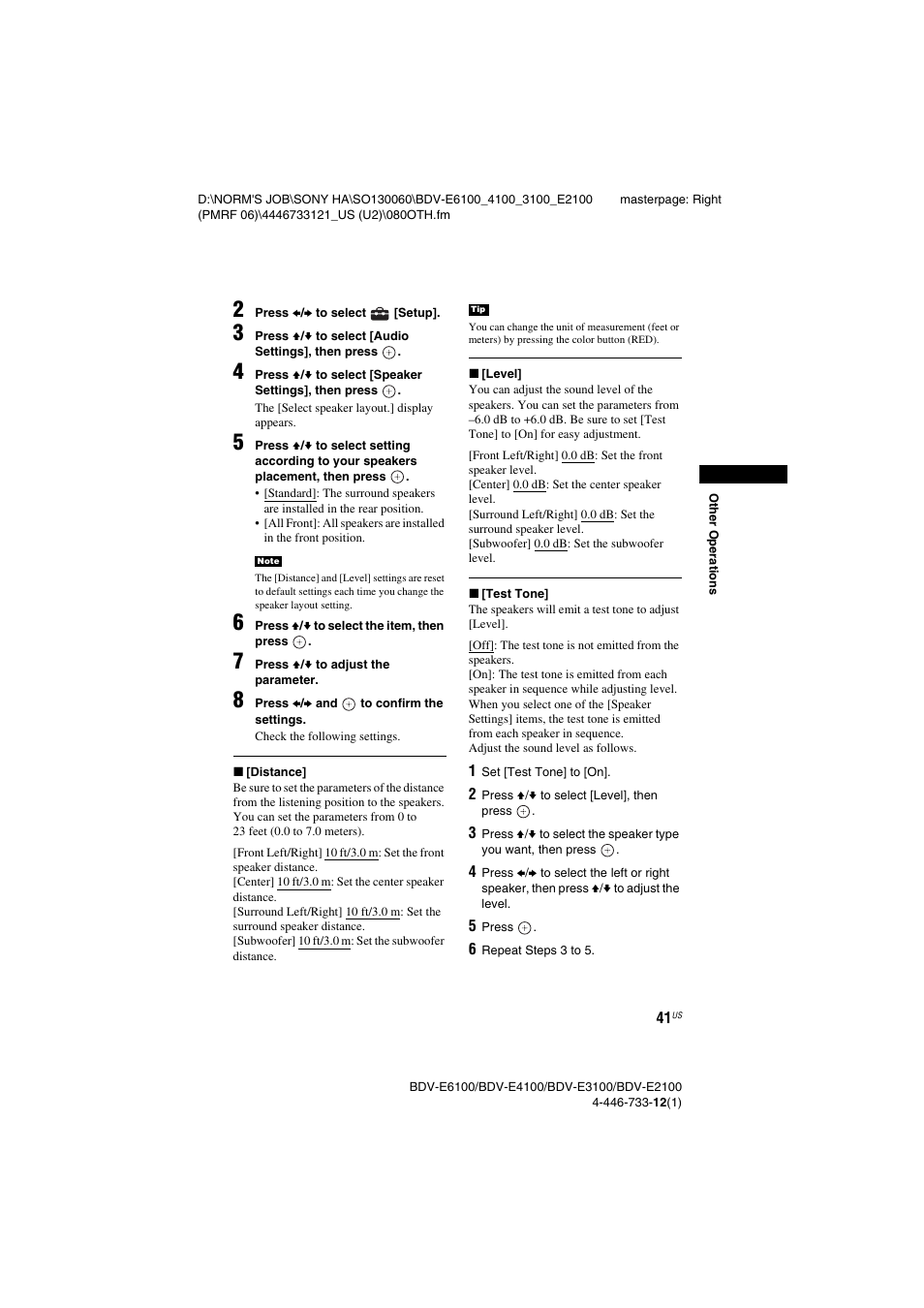 Sony BDV-E2100 User Manual | Page 41 / 72