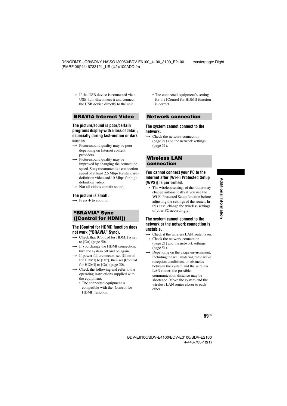 Sony BDV-E2100 User Manual | Page 59 / 72