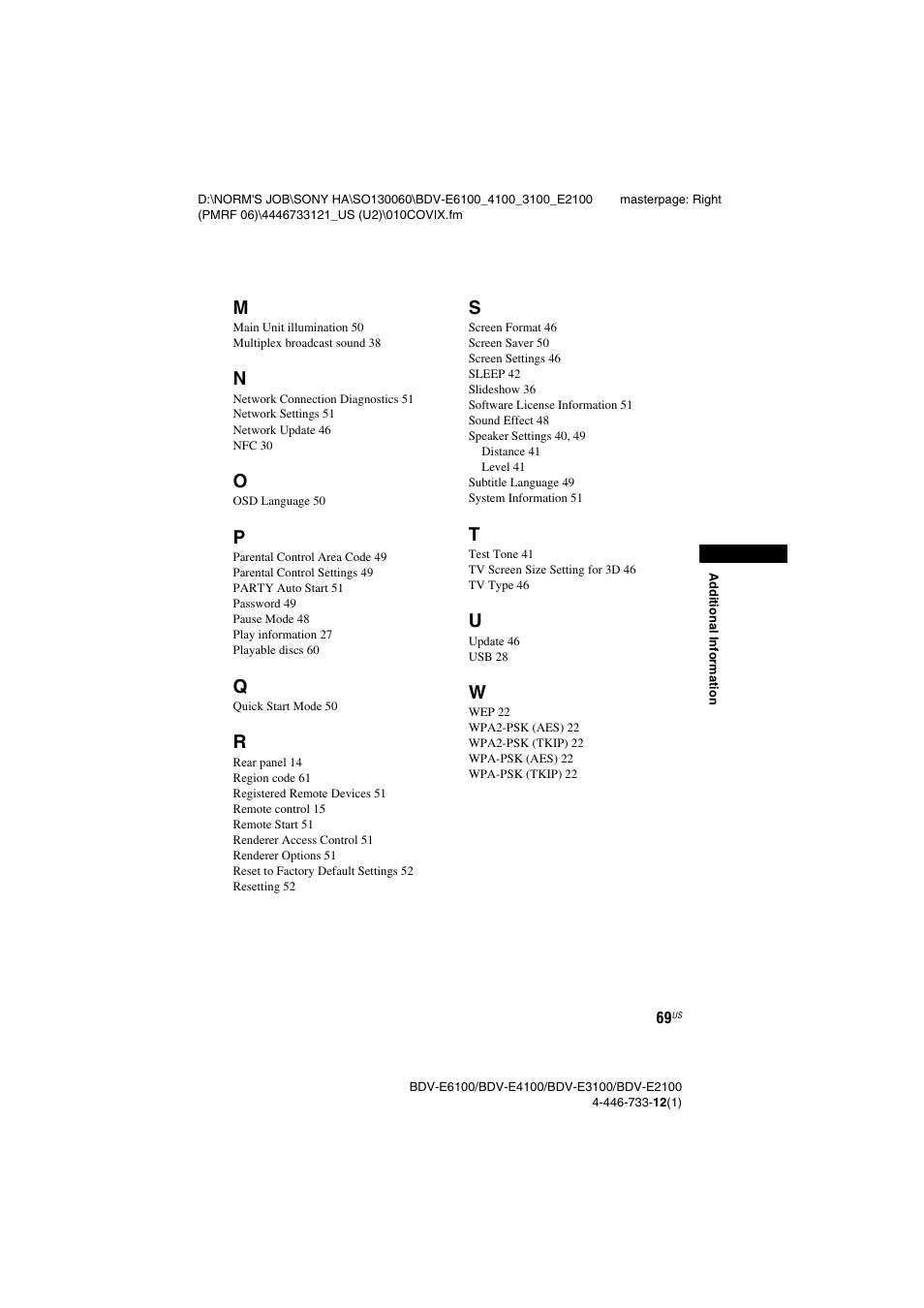 Sony BDV-E2100 User Manual | Page 69 / 72
