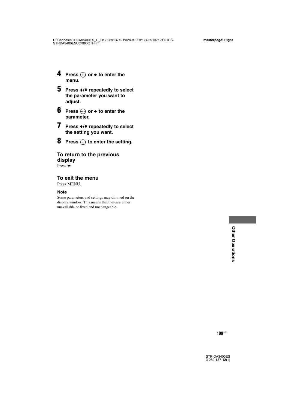 Sony STR-DA3400ES User Manual | Page 109 / 144