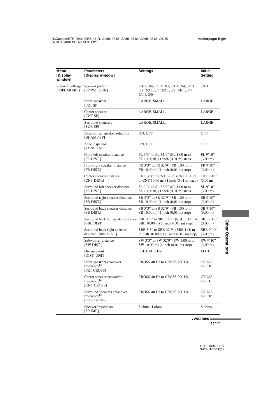 Sony STR-DA3400ES User Manual | Page 111 / 144