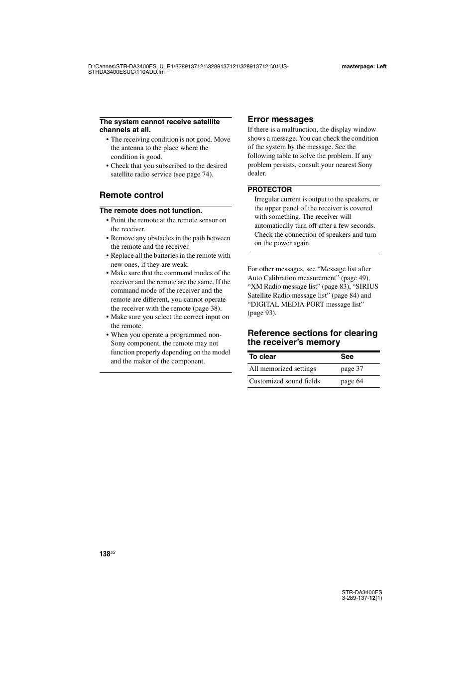 Sony STR-DA3400ES User Manual | Page 138 / 144