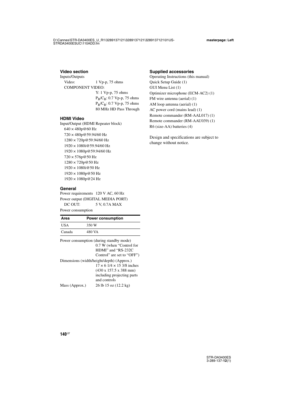 Sony STR-DA3400ES User Manual | Page 140 / 144