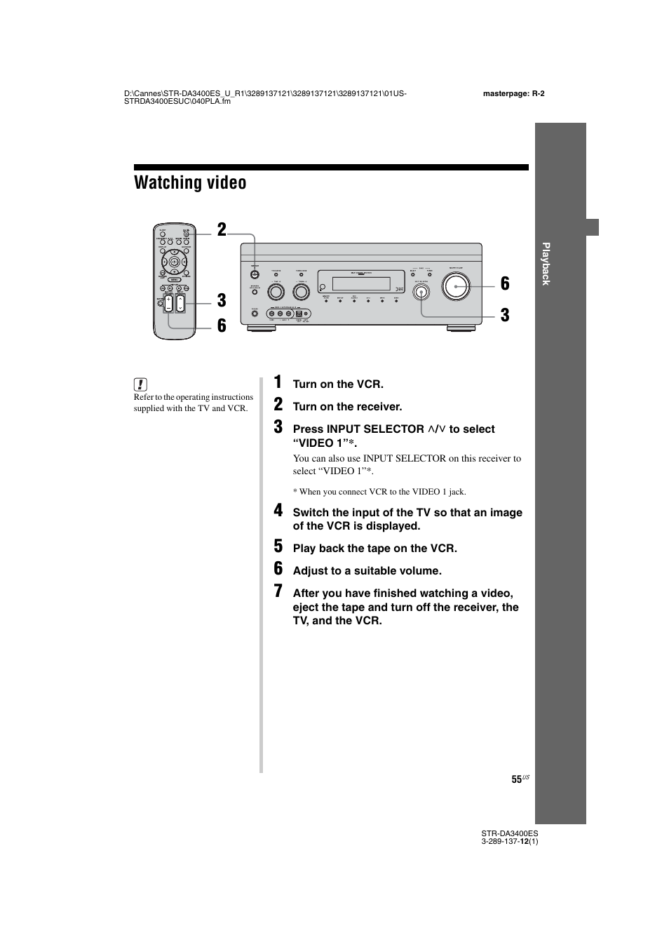 Watching video | Sony STR-DA3400ES User Manual | Page 55 / 144