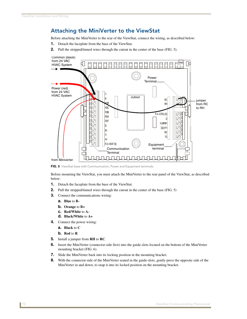 Attaching the miniverter to the viewstat | AMX ViewStat User Manual | Page 16 / 68