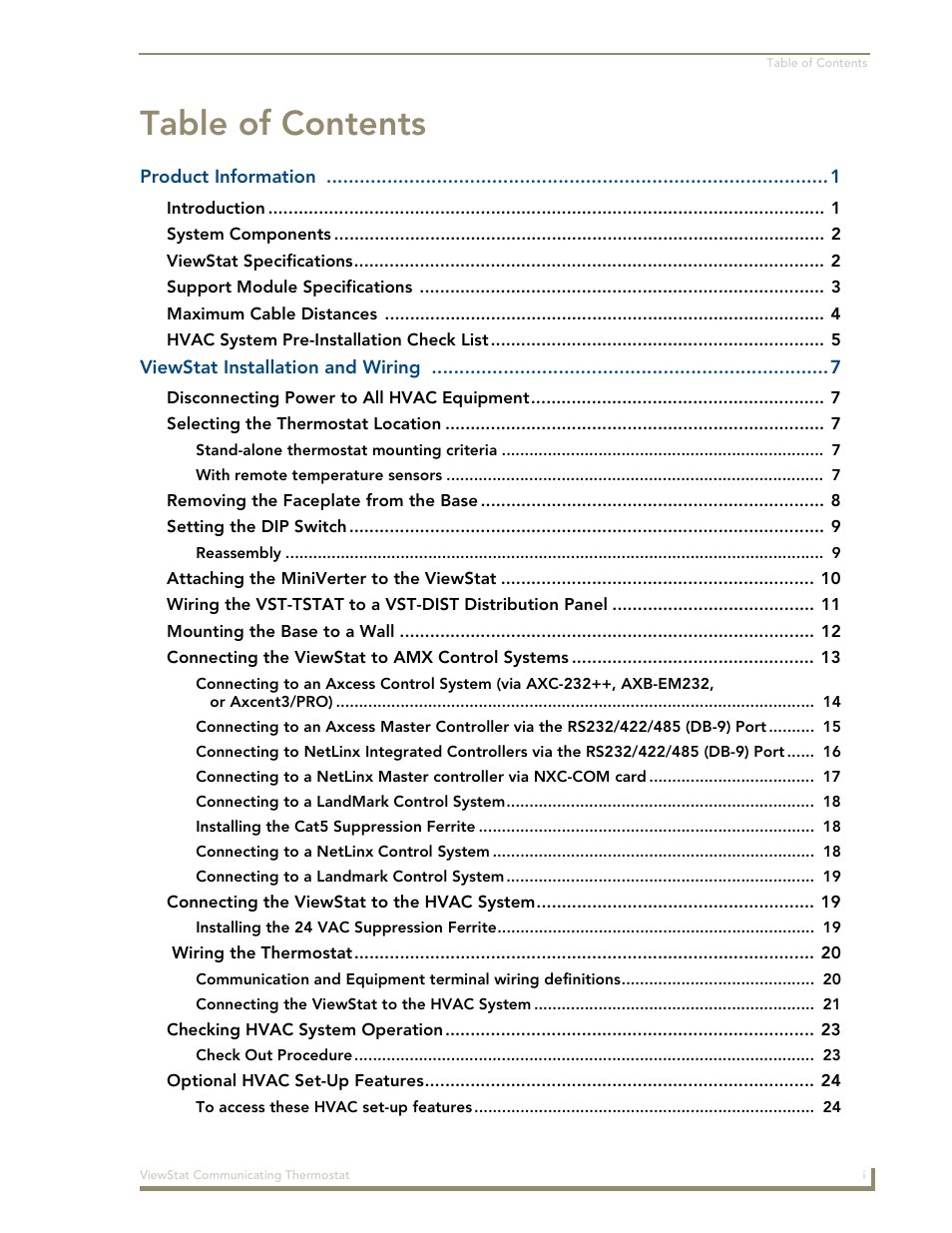 AMX ViewStat User Manual | Page 3 / 68