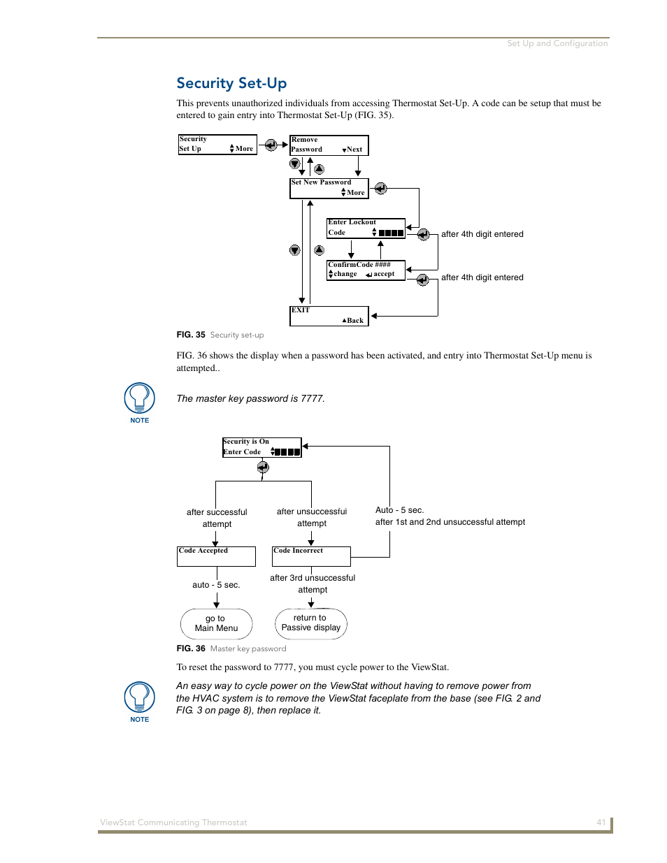 Security set-up | AMX ViewStat User Manual | Page 47 / 68