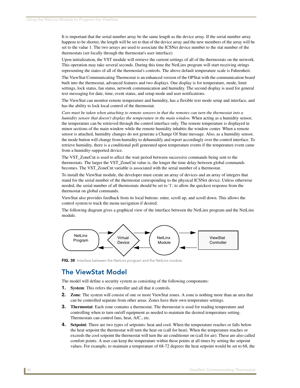 The viewstat model | AMX ViewStat User Manual | Page 52 / 68