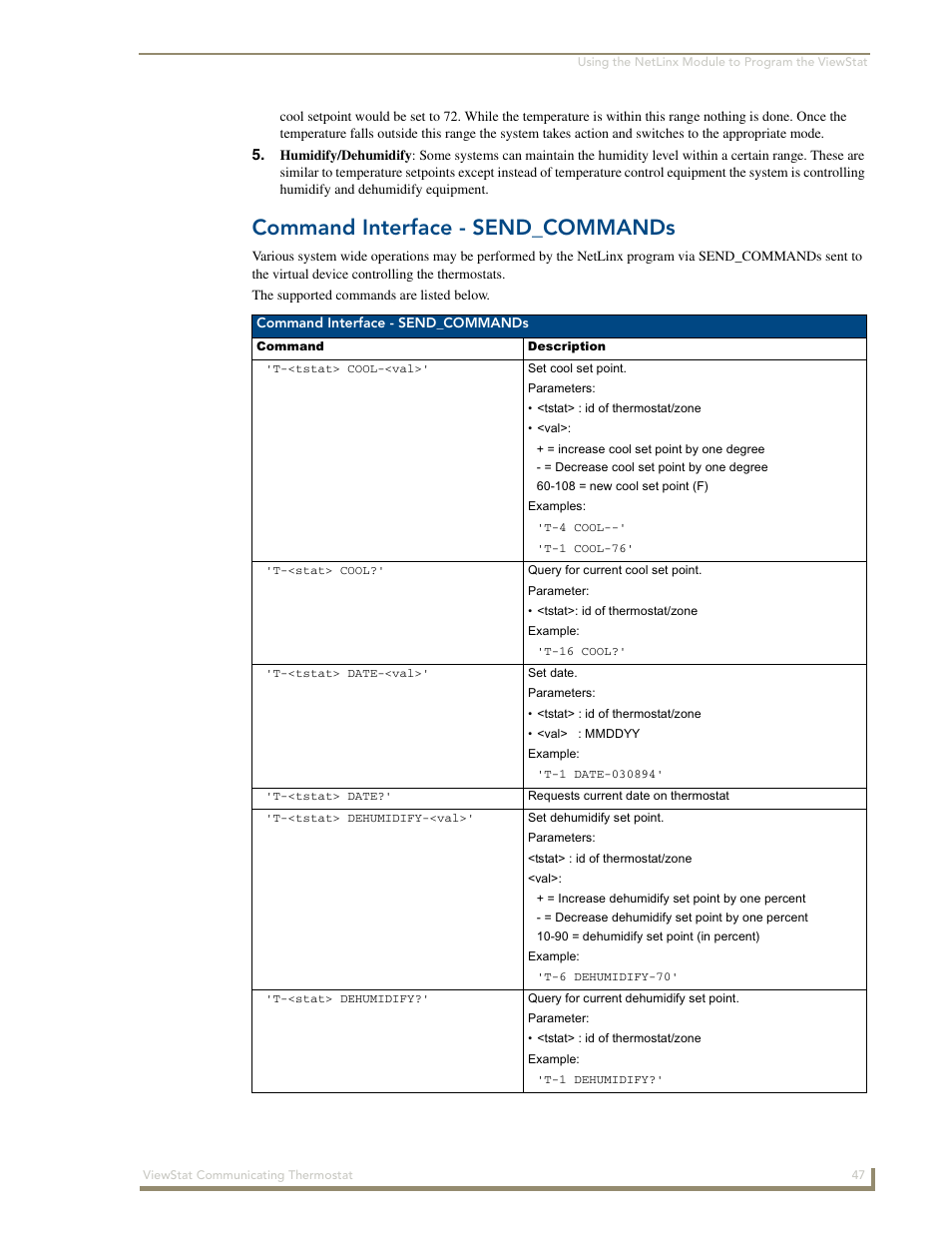 Command interface - send_commands | AMX ViewStat User Manual | Page 53 / 68