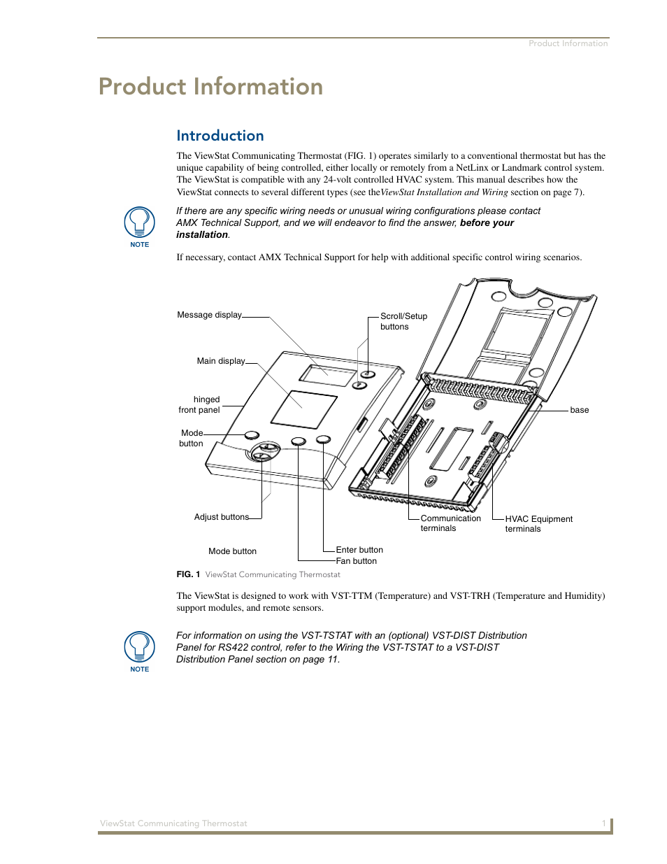 Product information, Introduction | AMX ViewStat User Manual | Page 7 / 68