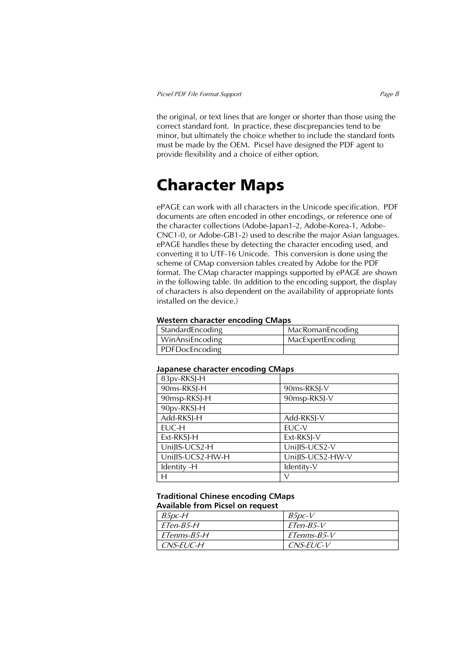 Character maps | Sony PEG-NZ90 User Manual | Page 8 / 10